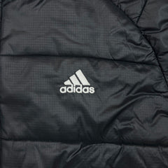 Adidas Clima Proof Jacket Mens Large Black Puffer Full Zip Spell Out Coat