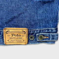 Vintage 90s Polo Ralph Lauren Denim Jacket Medium Mens Blue Authentic Dungarees Medium Wash Trucker