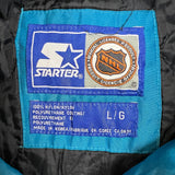 Vintage 90s Starter San Jose Sharks Jacket Mens Large Blue 1/4 Zip NHL Hockey Pullover