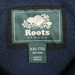 Roots Canada Fleece Mens 2XL Blue Classic Outdoor Pullover T Snap Jacket