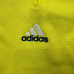Vintage 90s Adidas Sweatshirt Mens Medium Yellow 1/4 Zip Pullover