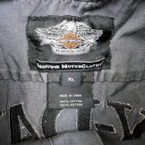 Vintage Y2K Harley Davidson Vest Mens XL Gray Skull Denim Jacket