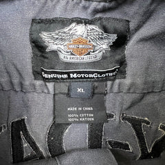 Vintage Y2K Harley Davidson Vest Mens XL Gray Skull Denim Jacket