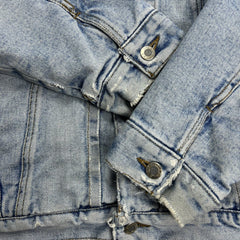 Vintage 90s Guess Jeans Denim Jacket Mens XL Blue Light Wash Trucker Sherpa