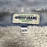 Vintage 90s Guess Jeans Denim Jacket Mens XL Blue Light Wash Trucker Sherpa