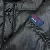 Vintage 90s Tommy Hilfiger Jacket Mens Large Black Tommy Jeans Full Zip Puffer Down Coat
