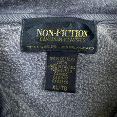 Vintage 90s Non Fiction Blank Sweatshirt Mens XL Blue 1/4 Zip Faded Pullover