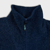 Vintage 90s Blank Fleece Mens Medium Blue Deep Pile Outdoors 1/4 Zip Jacket