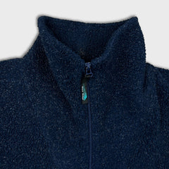 Vintage 90s Blank Fleece Mens Medium Blue Deep Pile Outdoors 1/4 Zip Jacket