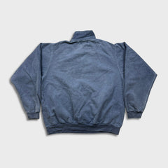 Vintage 90s Non Fiction Blank Sweatshirt Mens XL Blue 1/4 Zip Faded Pullover