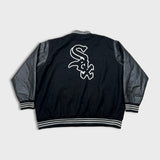 Vintage 90s Jeff Hamilton Chicago White Sox Jacket Mens 3XL Reversible Varsity MLB Baseball Leather