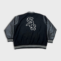Vintage 90s Jeff Hamilton Chicago White Sox Jacket Mens 3XL Reversible Varsity MLB Baseball Leather