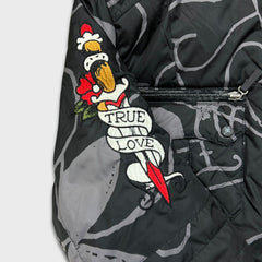 Vintage Y2K Ed Hardy Jacket Womens Small Black Love Kills Christian Audigier Full Zip
