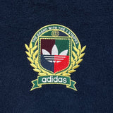 Adidas Fleece Mens XL Blue Trefoil Crest Spell Out 1/4 Zip Pullover Jacket