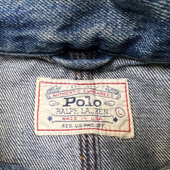 Vintage 90s Polo Ralph Lauren Denim Jacket Medium Mens Blue Authentic Dungarees Medium Wash Trucker