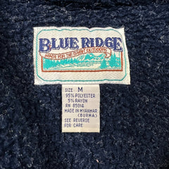 Vintage 90s Blank Fleece Mens Medium Blue Deep Pile Outdoors 1/4 Zip Jacket