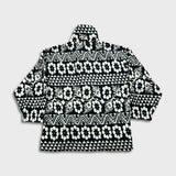 Vintage 90s Floral Fleece Mens Small White Aztec Navajo 1/4 Zip Pullover Jacket