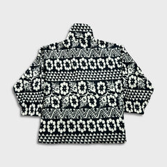 Vintage 90s Floral Fleece Mens Small White Aztec Navajo 1/4 Zip Pullover Jacket