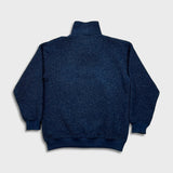 Vintage 90s Blank Fleece Mens Medium Blue Deep Pile Outdoors 1/4 Zip Jacket