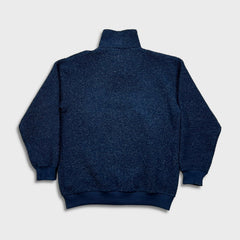 Vintage 90s Blank Fleece Mens Medium Blue Deep Pile Outdoors 1/4 Zip Jacket
